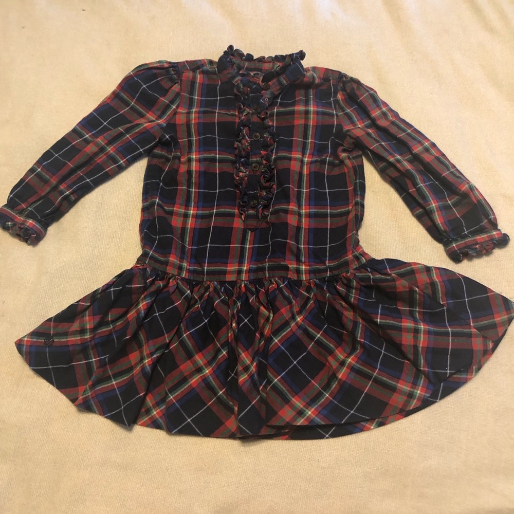 Toddler girl Ralph Lauren plaid flannel dress 2T